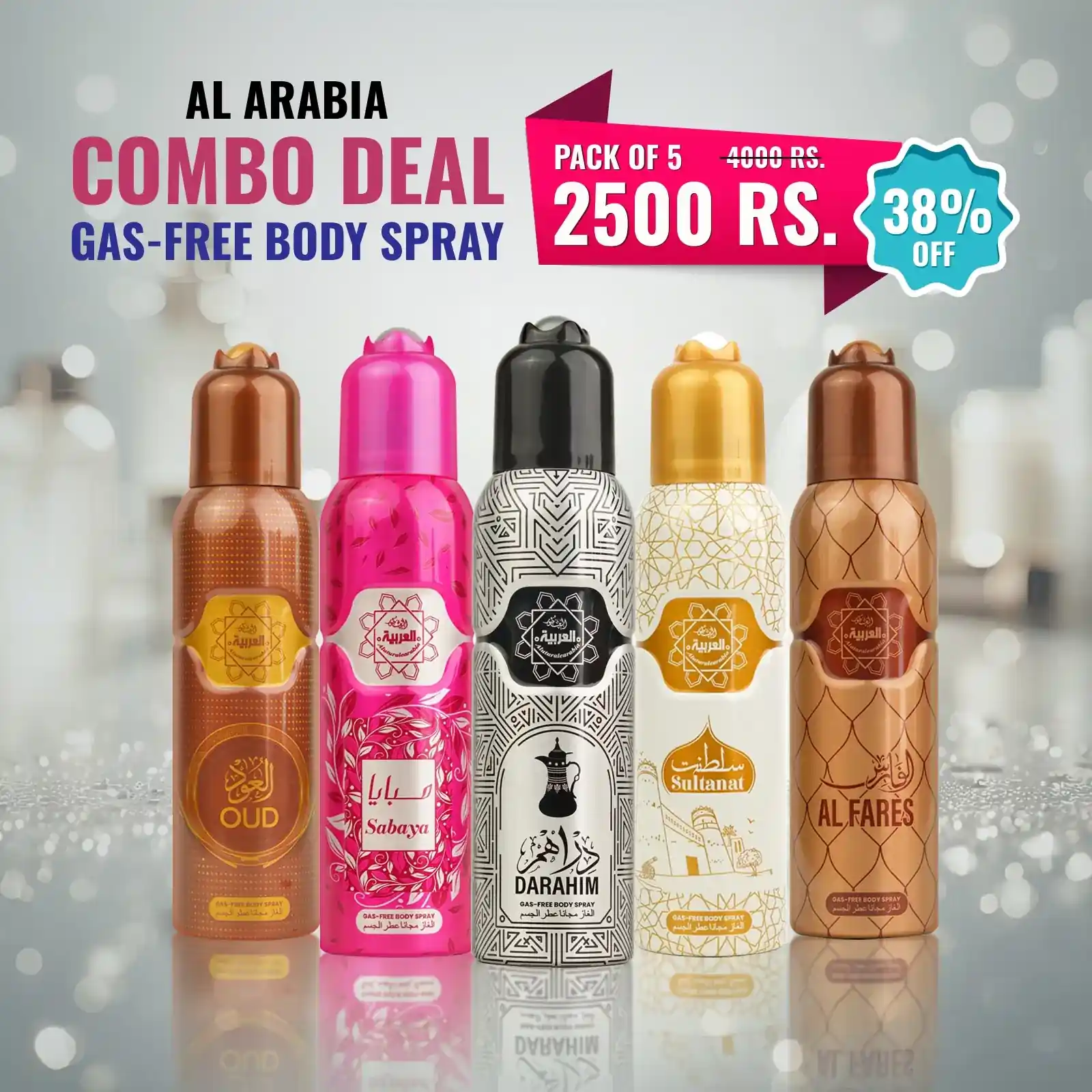 Al Arabia Pack of 5 Body Spray 120ml