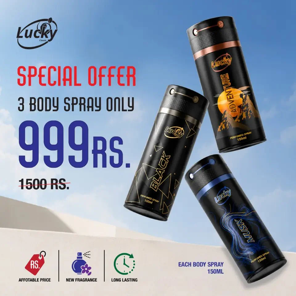 Special Offer: Lucky Adventure,Black,Musk Body Spray 150ml